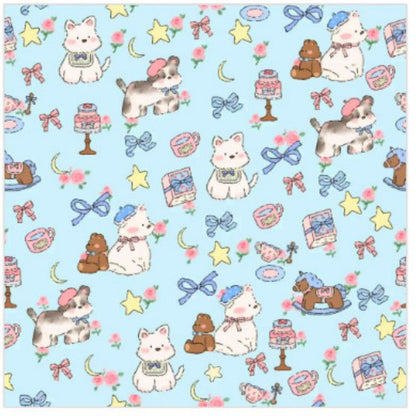 Simple Cartoon Printed Cat Cloth Cosmetic Bag